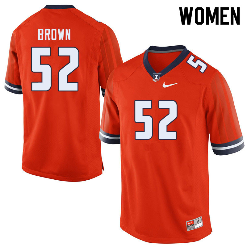 Women #52 Verdis Brown Illinois Fighting Illini College Football Jerseys Sale-Orange